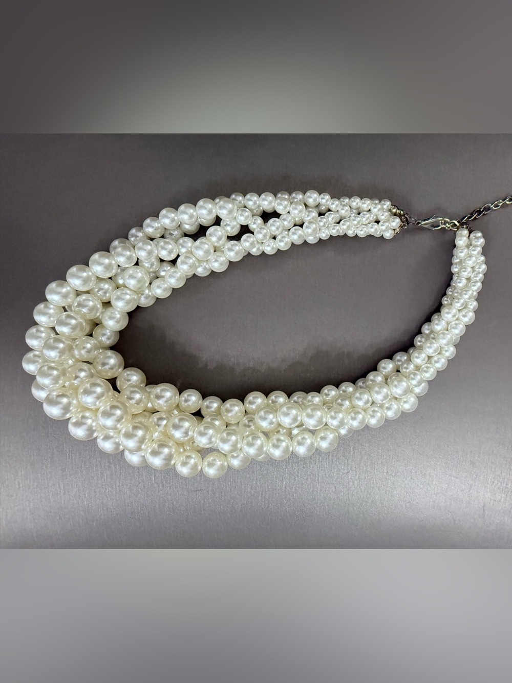 Faux Pearl Braided Necklace